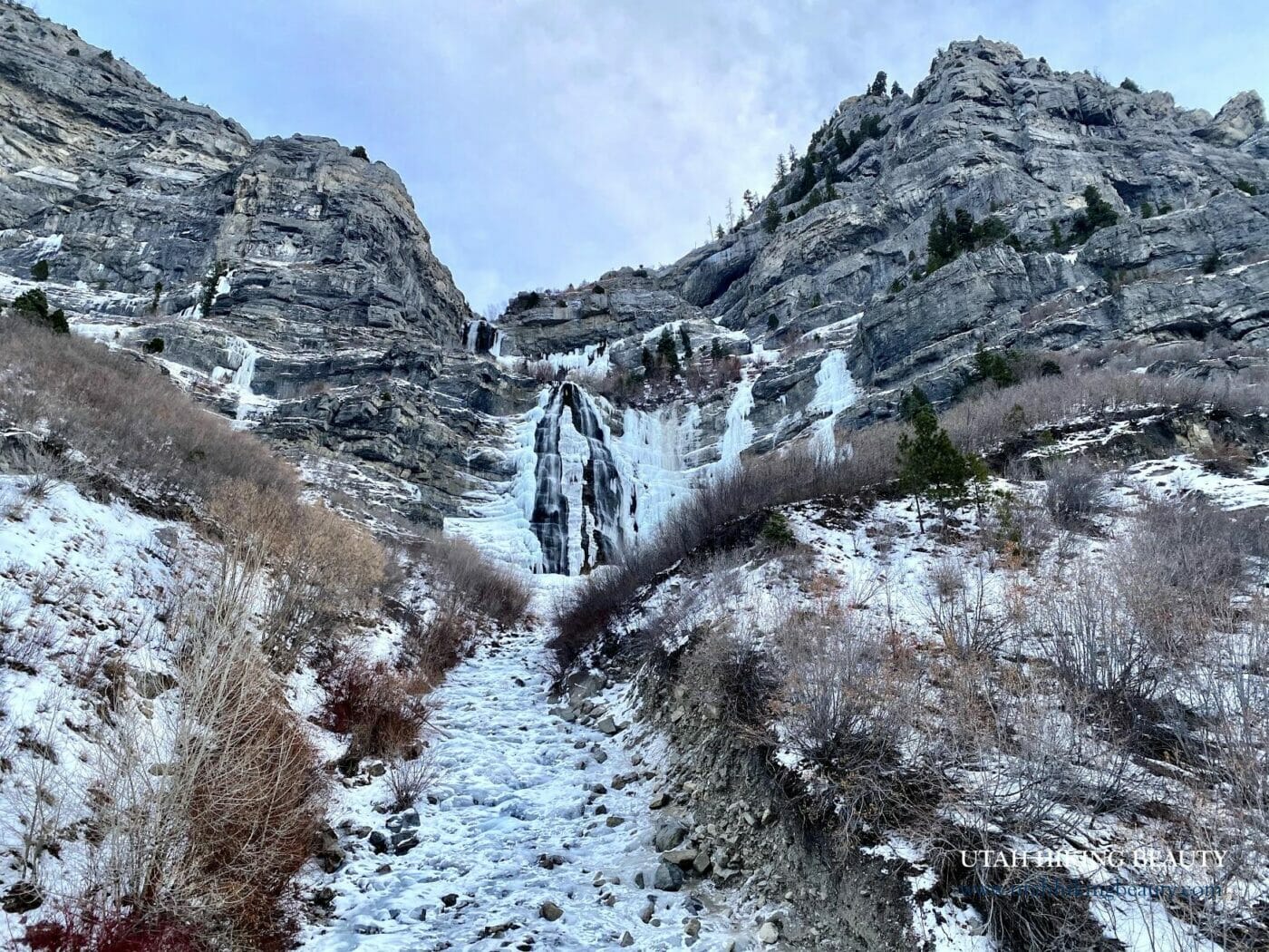 Bridal Veil Falls In Winter Utah Hiking Beauty