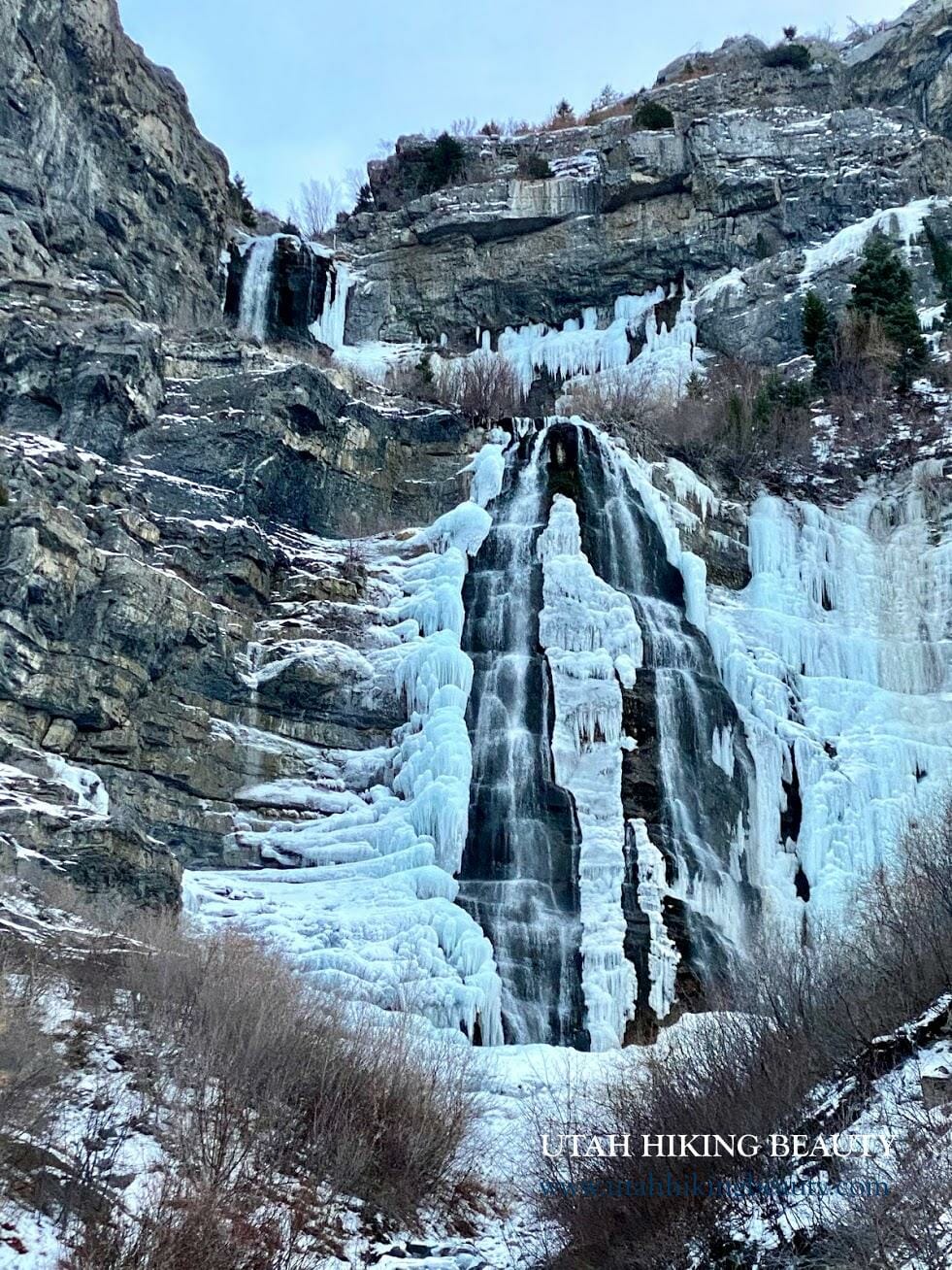 Bridal Veil Falls In Winter Utah Hiking Beauty